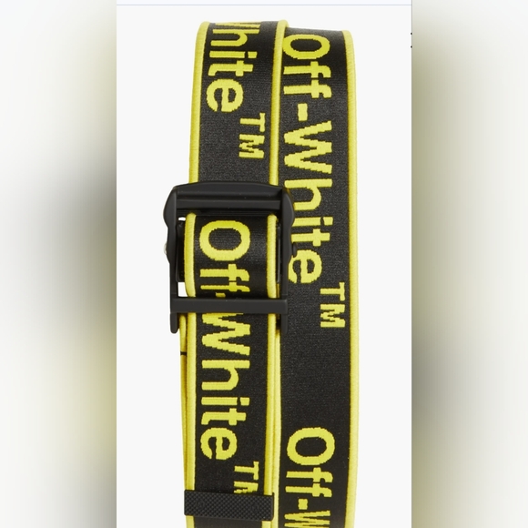 $395 Mens Off-White Industrial Jacquard Logo Belt Black/Gold 110 US 44